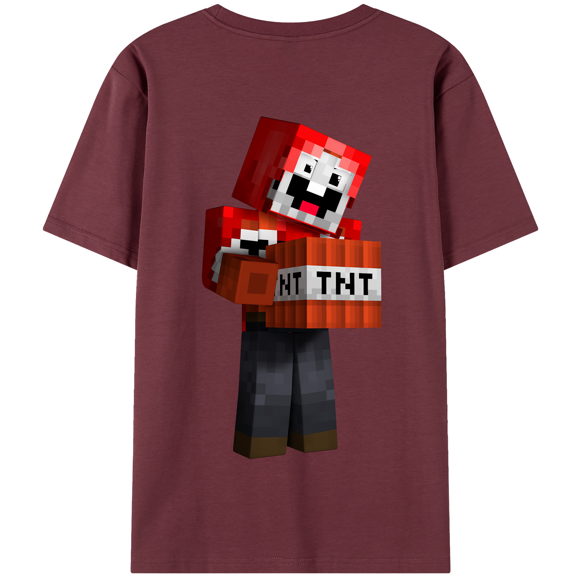 （画像用） マインクラフト ブロックの世界 Minecraft MC Block world 綿100％半袖Tシャツ（背面プリント）